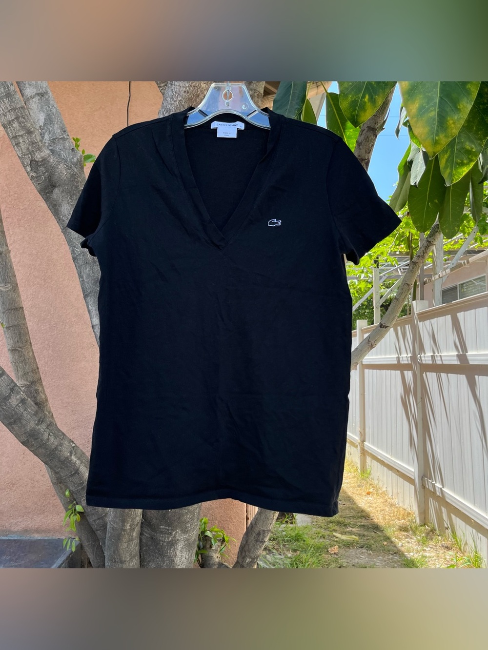 Lacoste Black Classic V-Neck T-Shirt. - Picture 2 of 6